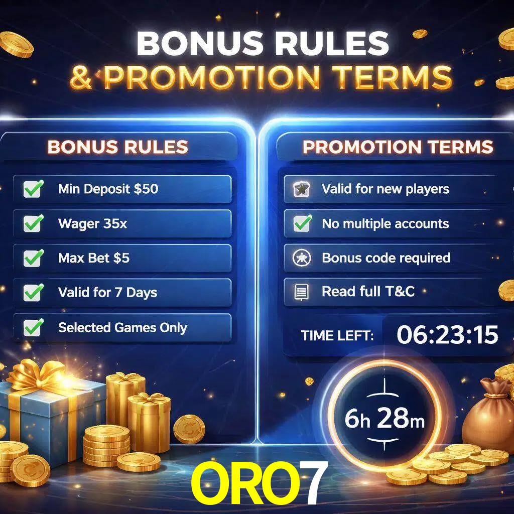 Reglas de promoción ORO7 y condiciones de bonos explicadas visualmente