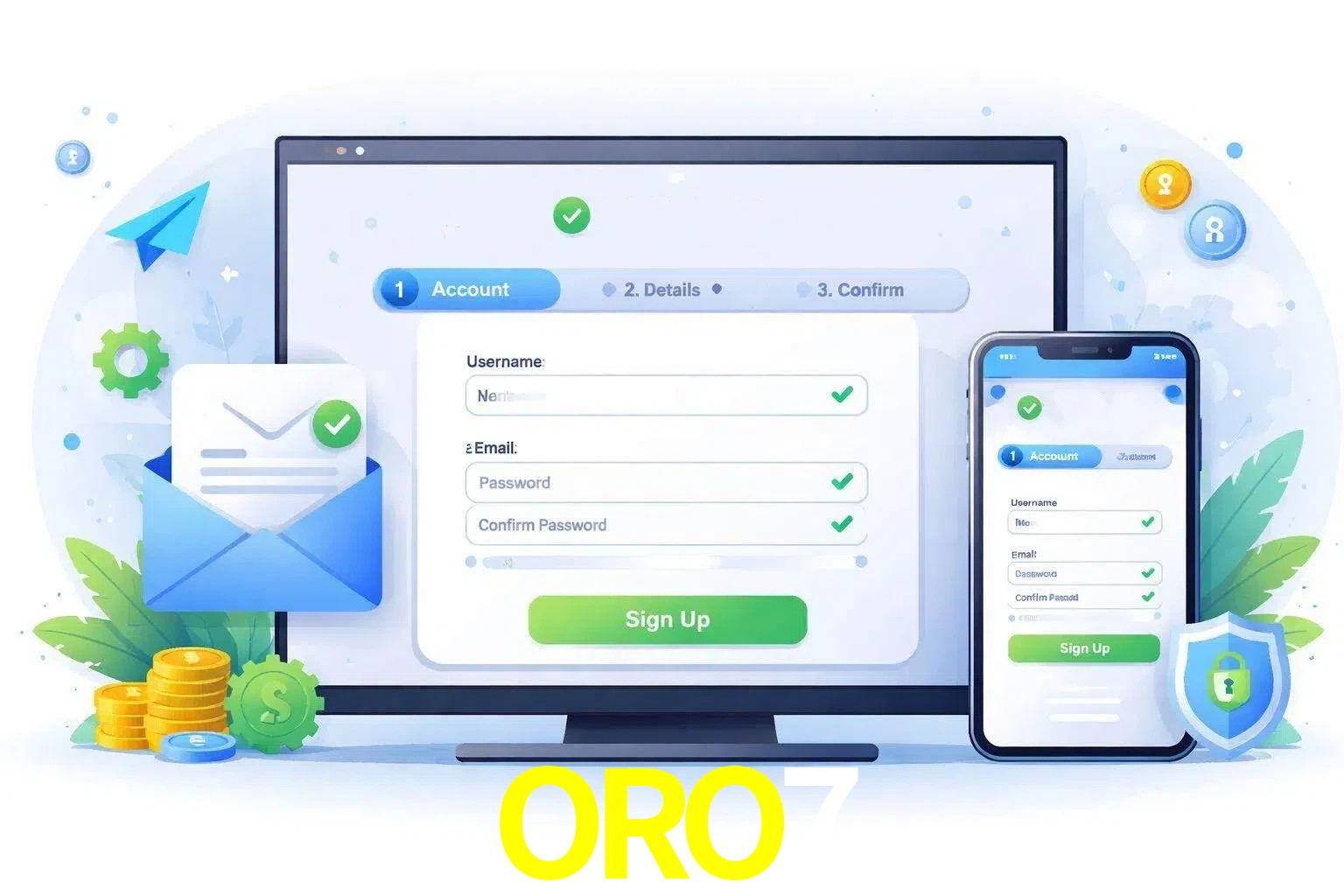 Registro de nuevo usuario y configuración de cuenta ORO7